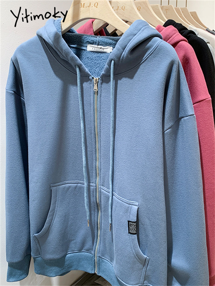 Yitimoky Solid Hoodies for Women Fall Winter 2022 New Thicke-图2