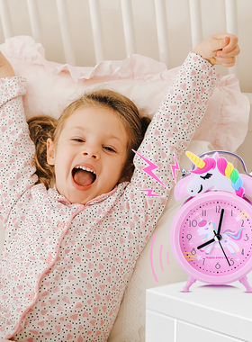 Pink Unicorn Kids Alarm Clock Double Bell Clock with Backlig