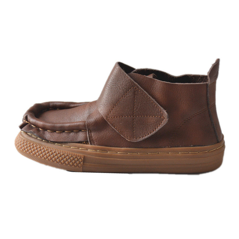 真皮日系学院风丑萌方鞋宽松高帮外贸手工女鞋平底软面森系女靴单,淘宝优惠券,粉丝福利购,淘宝优惠卷