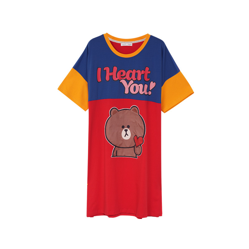 芬腾布朗熊line friends夏季睡裙 芬腾梦游仙境睡裙