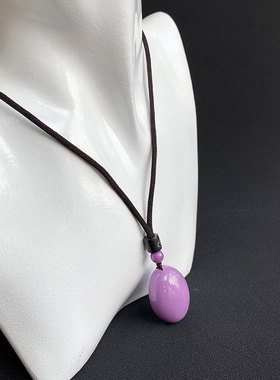 情侣淡雅紫云母祼石蛋面吊坠
