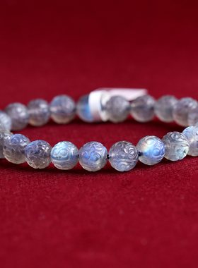 天然灰月光拉长石手链