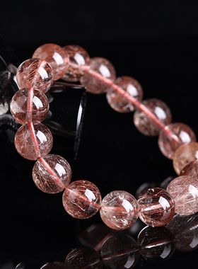 天然红发晶单圈水晶手串