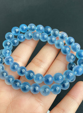 水晶天然冰透蓝沁糖心玛瑙手链