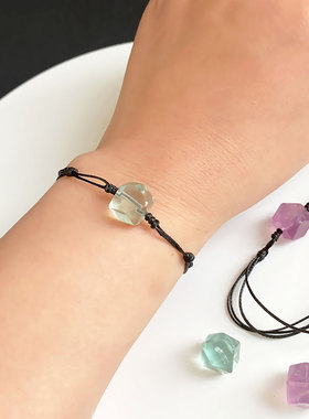 天然紫绿萤石手串卡巴星方糖