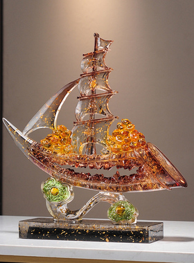 一帆风顺帆船摆件高级感客厅酒柜玄关办公室桌面家居电视柜装饰品