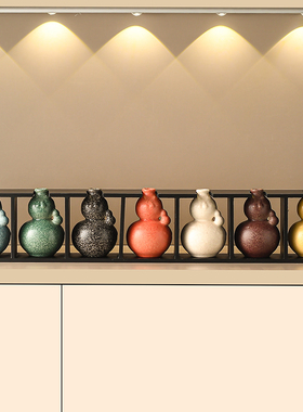 入户玄关五福临门葫芦摆件彩色福禄五谷丰登电视柜办公室乔迁礼物