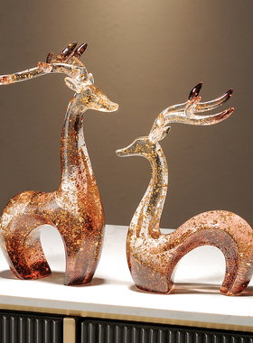 轻奢高档招财鹿摆件工艺品客厅旺宅家居装饰品电视柜酒柜乔迁新居