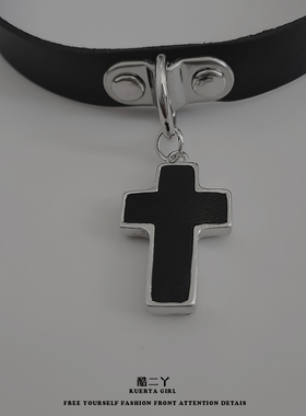 酷二丫十字架项链哥特choker项圈