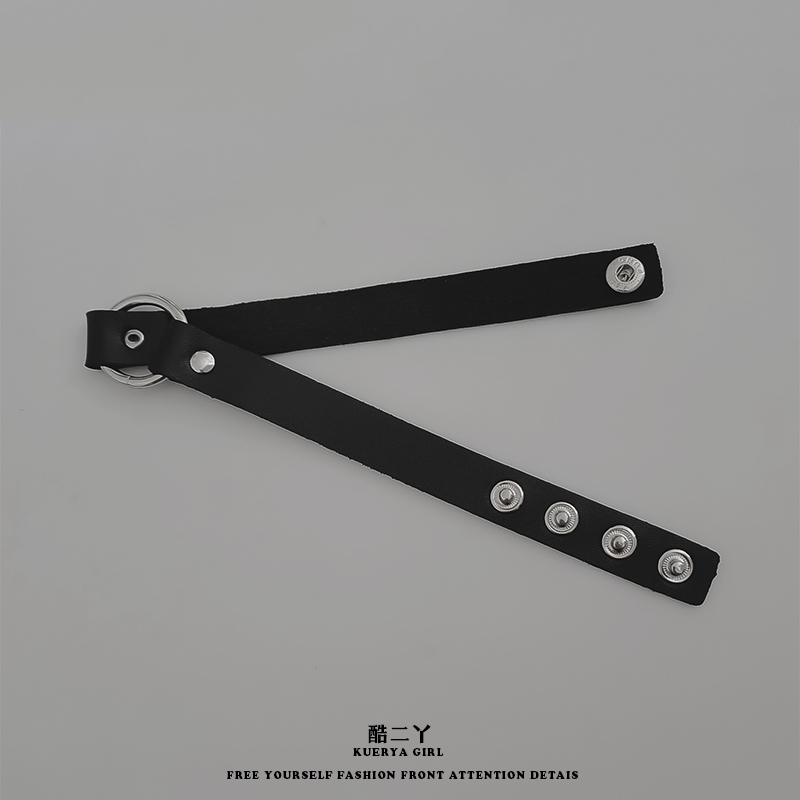 酷二丫原宿禁欲脖带项圈男暗黑皮质chocker颈圈女脖颈链黑色粗环 - 图0