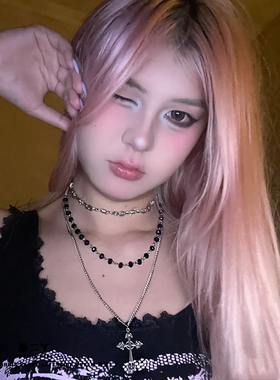 甜酷辣妹十字架叠戴项链亚比配饰
