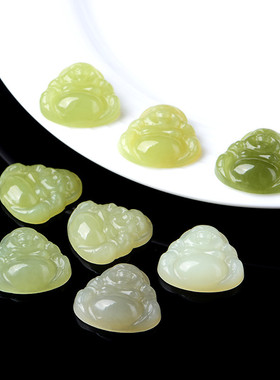 久雅水晶 天然和田玉小佛吊坠  大肚弥勒佛坠子   厂家直销