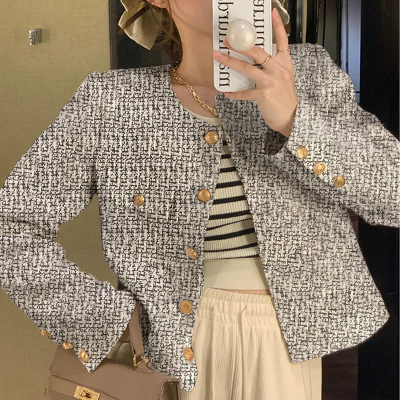 Короткая осенняя куртка, стиль Chanel, французский стиль