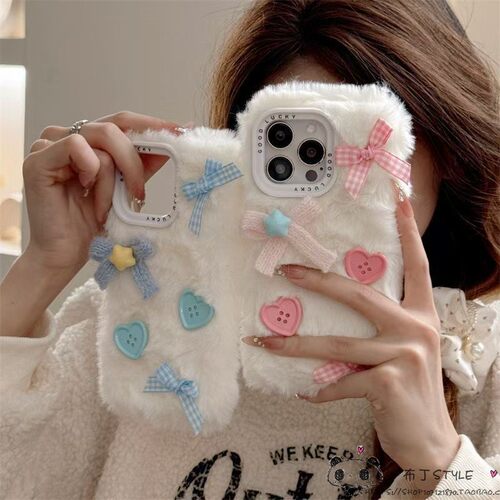 毛毛绒绒s50pro mini秋冬vivo y500手机壳y27s网红y04s/y03t/y56/y36i女y35m茸茸y53t蝴蝶结y21/78+/y17s/x90 - 图0