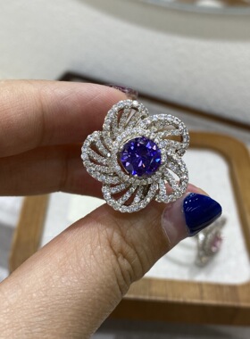 法式轻奢高级感热销爆闪微镶锆石富贵花镶钻戒指复古时尚戒指饰品