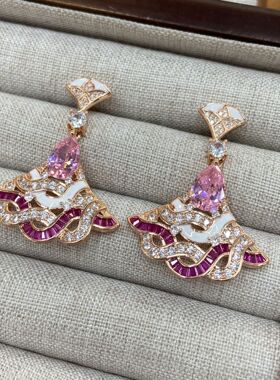新款粉钻扇子项链镀金重工高级感女士晚装礼服扇形套装批发轻奢风
