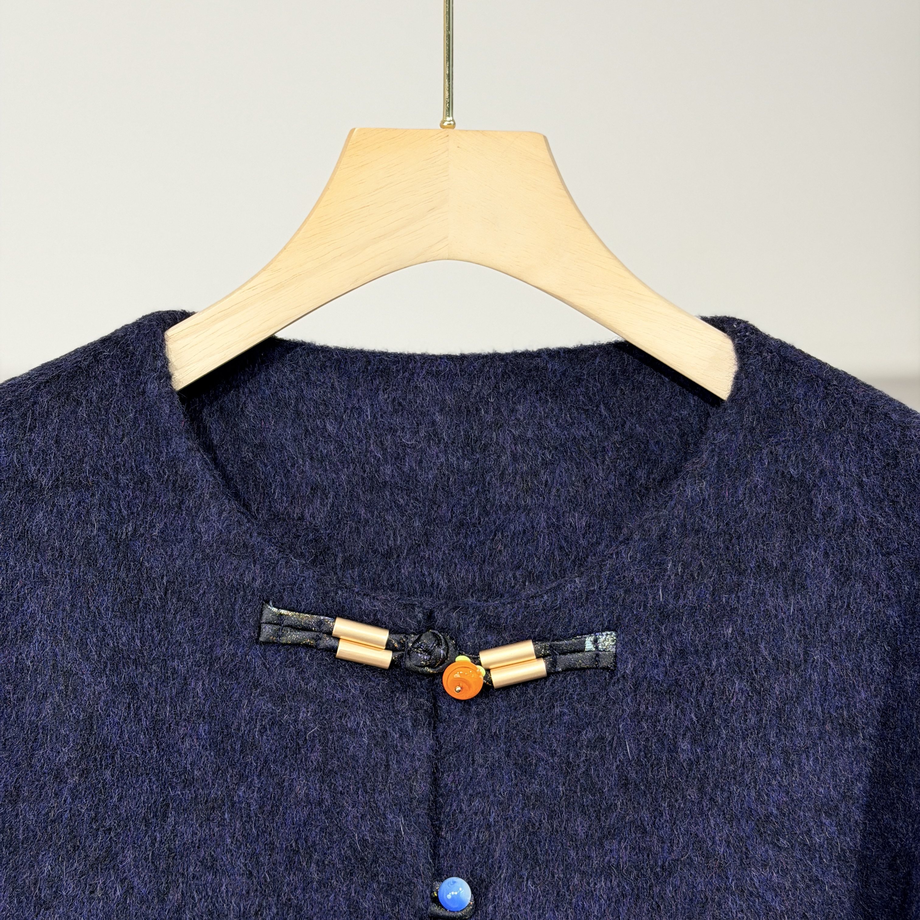 新中式柿子盘扣提花翻袖双面羊毛大衣女短款毛呢外套2025冬季新款,淘宝优惠券,粉丝福利购,淘宝优惠卷