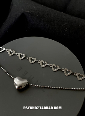 psycho7钛钢不掉色镂空爱心手链