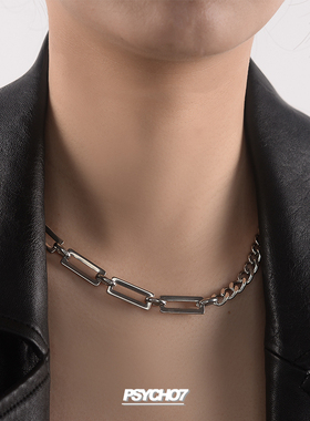 psycho7钛钢拼接简约高级项链