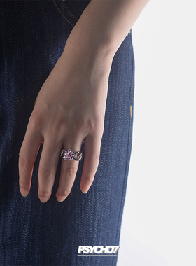 psycho7新款爱心粉蓝甜酷锆石