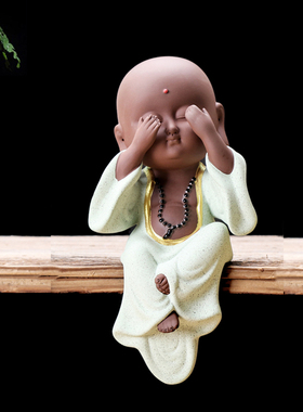 紫砂小和尚禅意风软装茶宠摆件