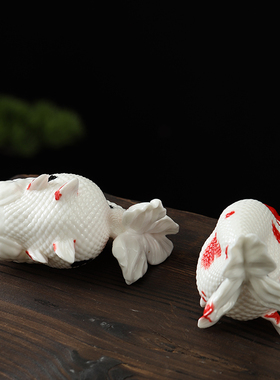 年年有余陶瓷招财鱼摆件