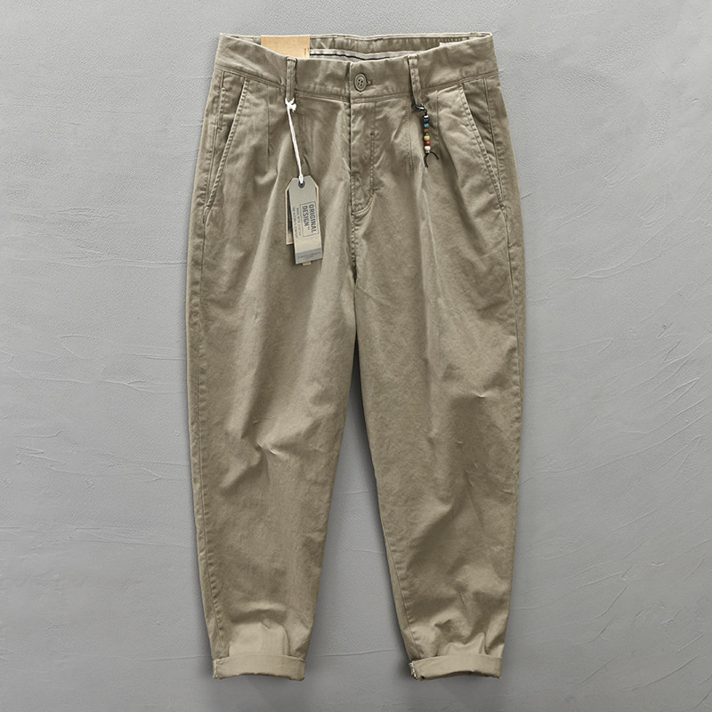 阿美咔叽美式复古休闲裤男士纯棉宽松中腰工装口袋大码哈伦裤潮流,淘宝优惠券,粉丝福利购,淘宝优惠卷