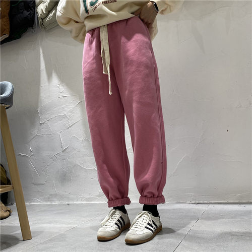 TY1980 TT 冬季新款松紧腰宽松运动休闲加绒加厚束脚卫裤女85699 - 图0