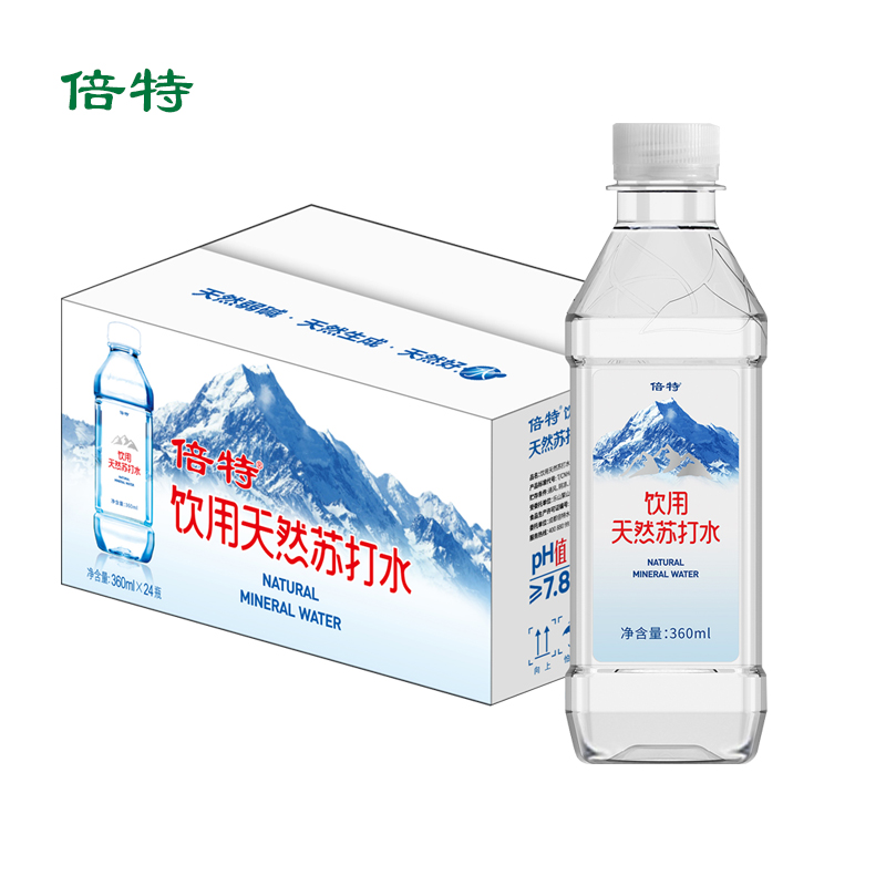 倍特天然苏打水小分子团苏打水360ml*24瓶天然碱性倍特苏打水-图1