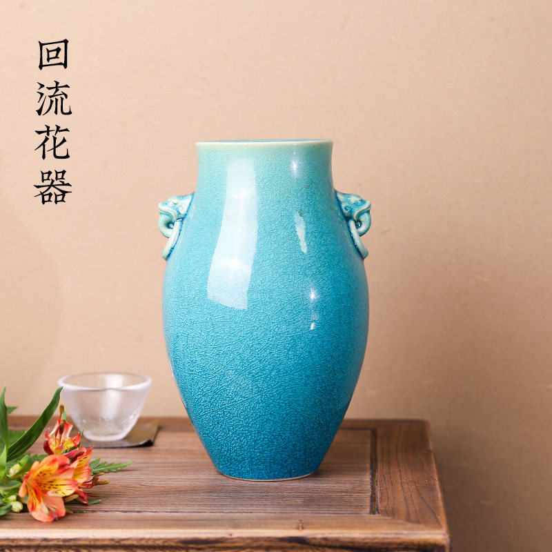 日本九谷烧回流陶瓷花器陶器插花器皿禅意轻奢复古大花瓶插花底座