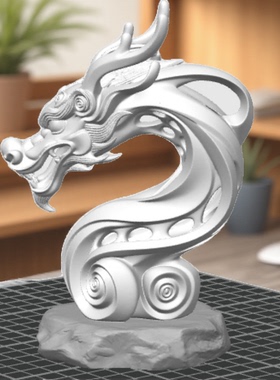 精致国风镂空龙首立体模型摆件