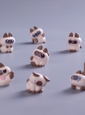 迷你暹罗猫超可爱公仔摆件卡通猫咪微景观diy盆景多肉摆件喵星人