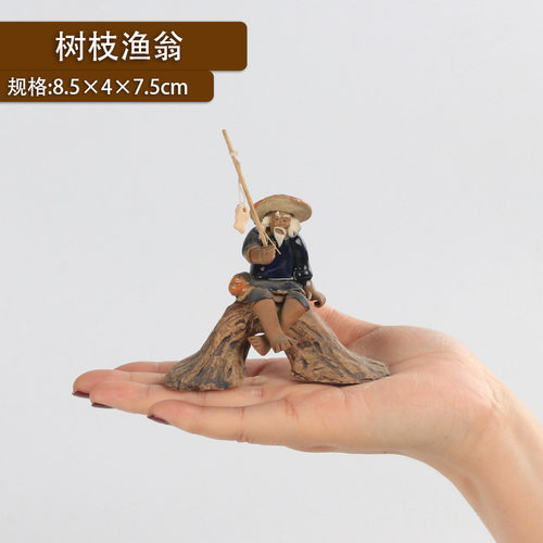 渔翁姜太公钓鱼翁陶瓷人偶盆景diy吸水石上水石假山摆件鱼缸布景 - 图1