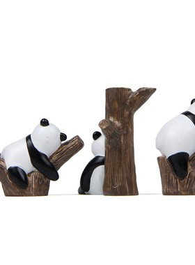 树脂diy树枝熊猫摆件造景