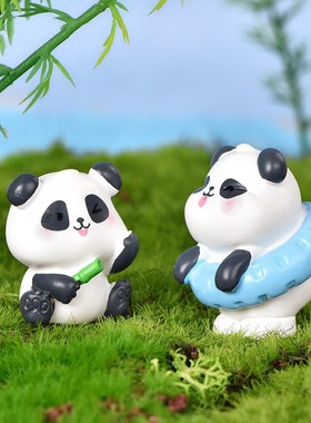 树脂小熊猫可爱卡通园艺竹子