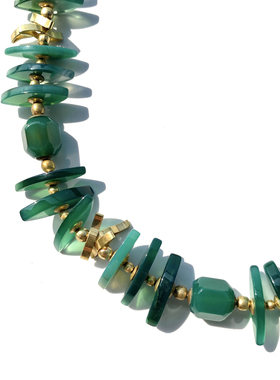 私人观点原创自制天然石原石切片手作项链蓝绿色森系复古文艺风