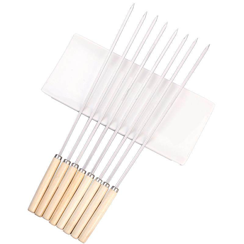 烧烤签子304不锈钢木柄串串圆签羊肉串烤串铁签子工具家用扁签,淘宝优惠券,粉丝福利购,淘宝优惠卷