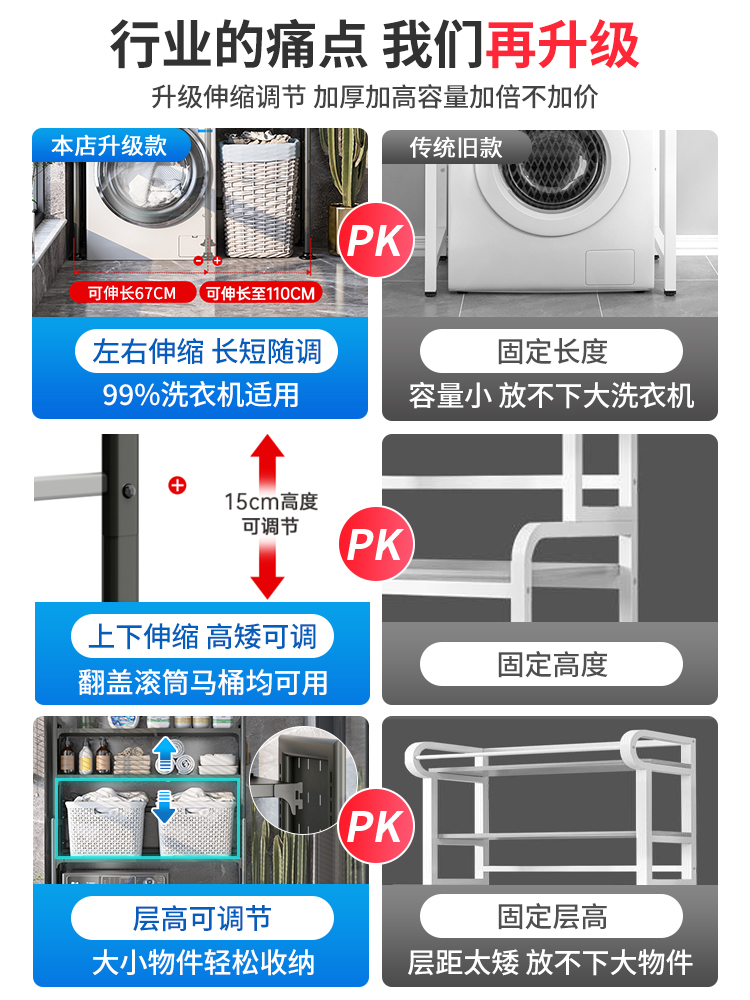 洗衣机置物架子浴室翻盖卫生间滚筒伸缩可调节马桶上方储物收纳柜