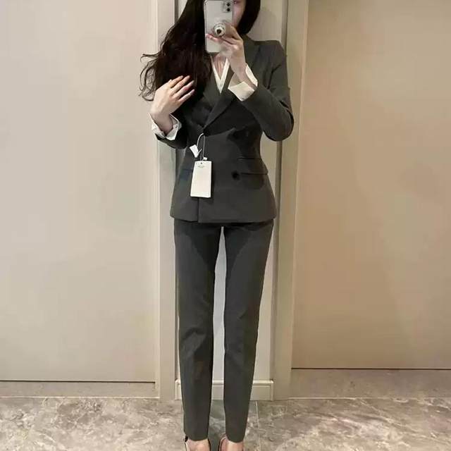 Fat mm high-end gray business suit suit for women