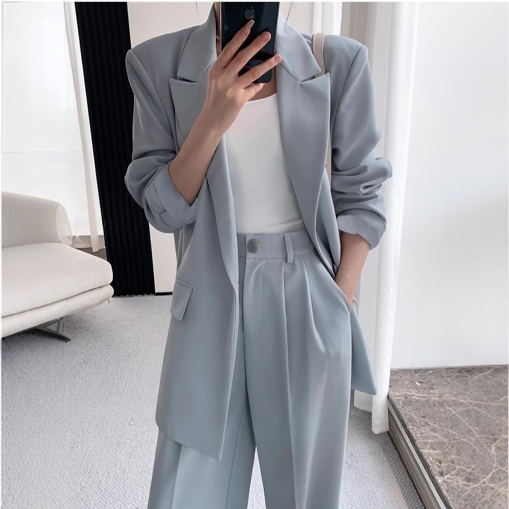 大码时尚西装套装女春夏新款胖mm高级感减龄显瘦阔腿裤西服两件套,淘宝优惠券,粉丝福利购,淘宝优惠卷