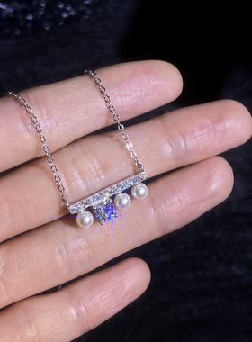 珍珠莫桑钻S925纯银吊坠项链