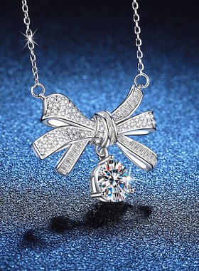 2克拉莫桑钻蝴蝶结纯银吊坠