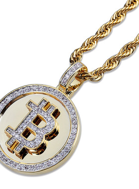 比特币符号满钻镶嵌吊坠项链