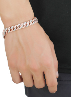 粉色拼色10MM满钻古巴链