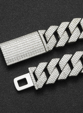 18MM菱形锆石满钻粗古巴链