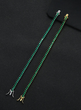 超闪3MM绿色锆石网球手链