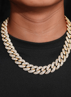 高品质18MM混镶泡泡古巴项链