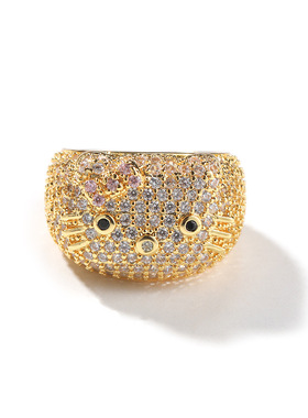 hellokitty可爱猫满钻锆石戒指