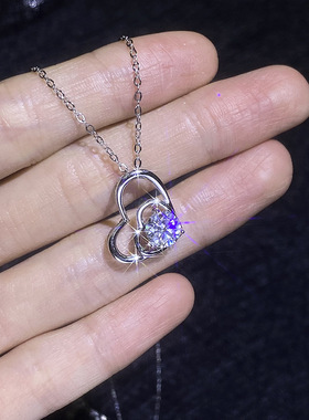 锁住对方的心纯银莫桑钻吊坠