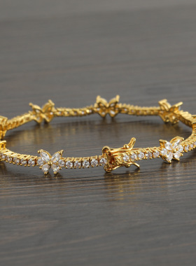 ins风蝴蝶拼接满钻锆石超闪手链